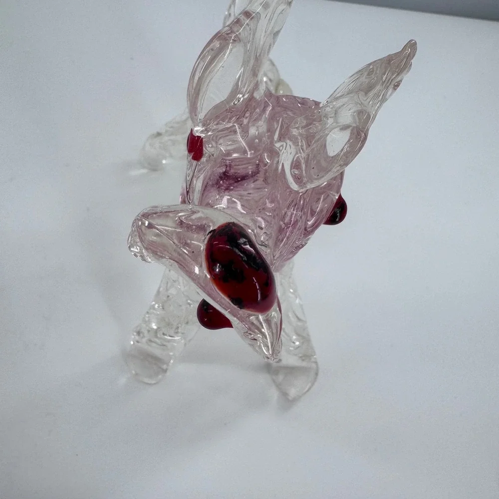 Art Glass Dog‎ Figurine Clear Collar Handblown Scottie Schnauzer Murano?